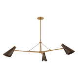 Ralph 3 Light Chandelier 49", Vintage Brass with Bronze