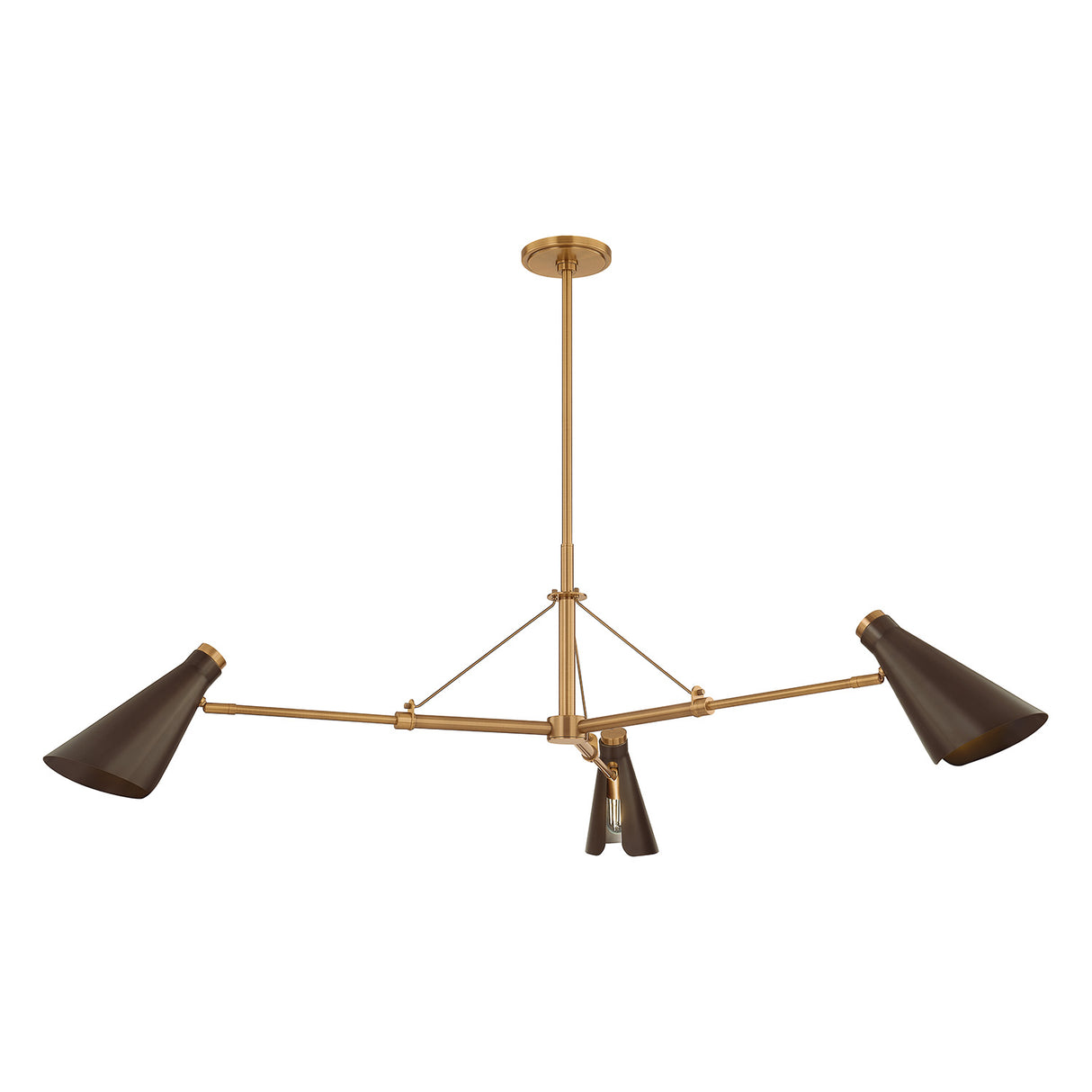 Ralph 3 Light Chandelier 49", Vintage Brass with Bronze