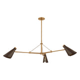 Ralph 3 Light Chandelier 49", Vintage Brass with Bronze