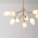 Amara 9 Light Chandelier 34", Gold Leaf with Art Glass