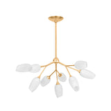 Amara 9 Light Chandelier 34", Gold Leaf with Art Glass