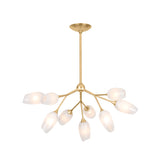 Amara 9 Light Chandelier 34", Gold Leaf with Art Glass