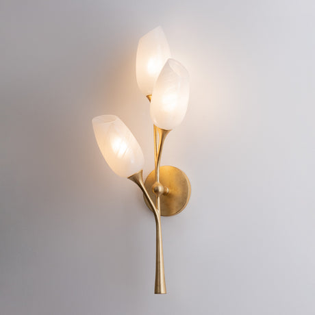 Amara Wall Sconce 25”, Gold Leaf with Art Glass
