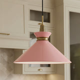 Sadie Large Pendant 18" Pink and Aged Brass for Modern Farmhouse home with Cream Cabinetry