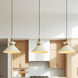 Sadie Medium Pendant 14, Cream and Aged Brass for Modern home with Wood Cabinets