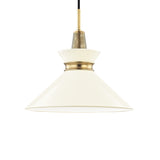 Sadie Medium Pendant 14", Cream and Aged Brass