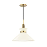 Sadie Medium Pendant 14", Cream and Aged Brass