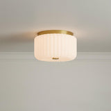 Dora Flush Mount 10", Aged Brass with Opal Glass