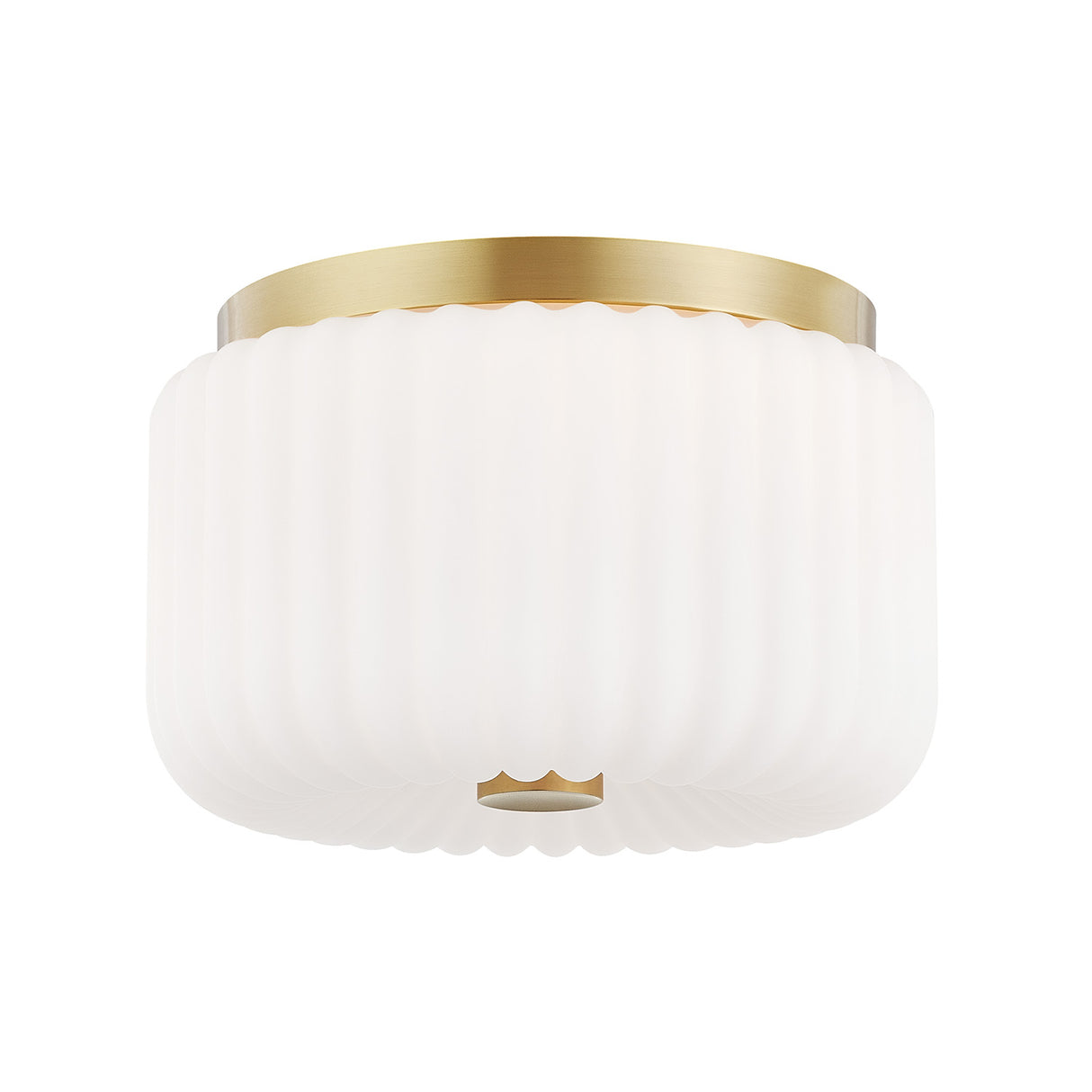 Dora Flush Mount 10”, Aged Brass with Opal Glass