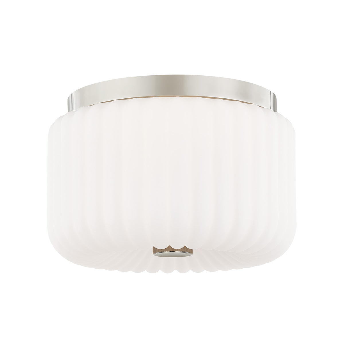 Dora Flush Mount 10”, Polished Nickel with Opal Glass