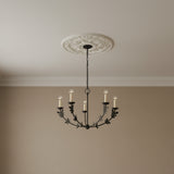 Aviva 5 Light Chandelier 28" for Farmhouse home with Beige Wallpaper