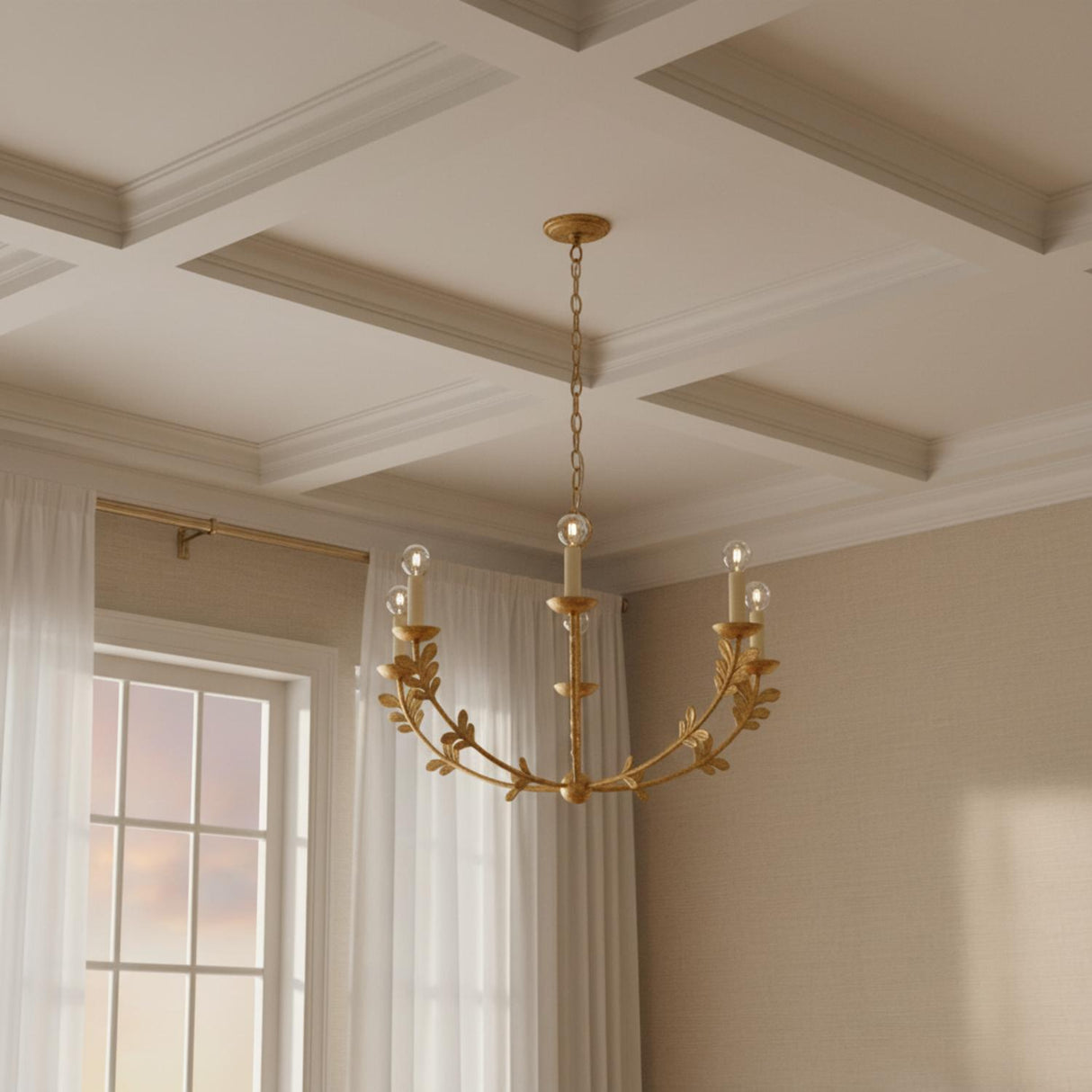 Aviva 5 Light Chandelier 28", Gold Leaf