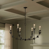 Aviva 6 Light Chandelier 40" for Farmhouse home with Dark Gray Wood