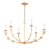 Aviva 6 Light Chandelier 40", Gold Leaf