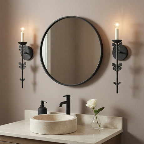 Aviva Wall Sconce 20", Antique Iron for Transitional home with Beige Walls