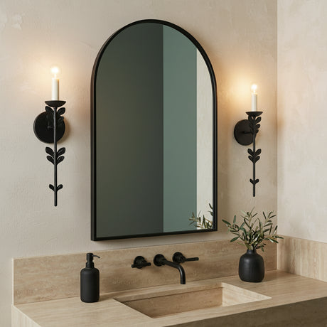 Aviva Wall Sconce 20", Antique Iron for Modern home with Beige Stucco