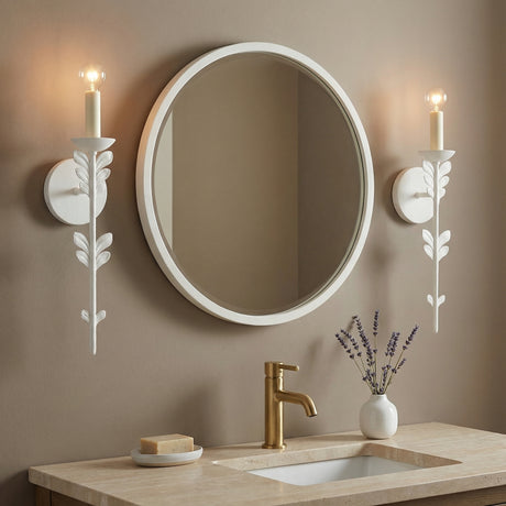 Aviva Wall Sconce 20", Antique White for Transitional home with Beige walls