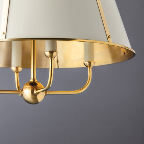 Avery 4 Light Large Pendant 20", Off White with Aged Brass
