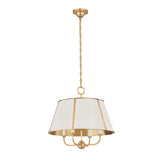 Avery 4 Light Large Pendant 20", Off White with Aged Brass