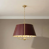 Avery 6 Light Extra Large Pendant 28" styled in a Transitional Dining Room with painted walls.