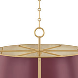 Avery 6 Light Extra Large Pendant 28", Bordeaux with Aged Brass