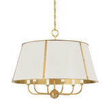 Avery 6 Light Extra Large Pendant 28", Off White with Aged Brass