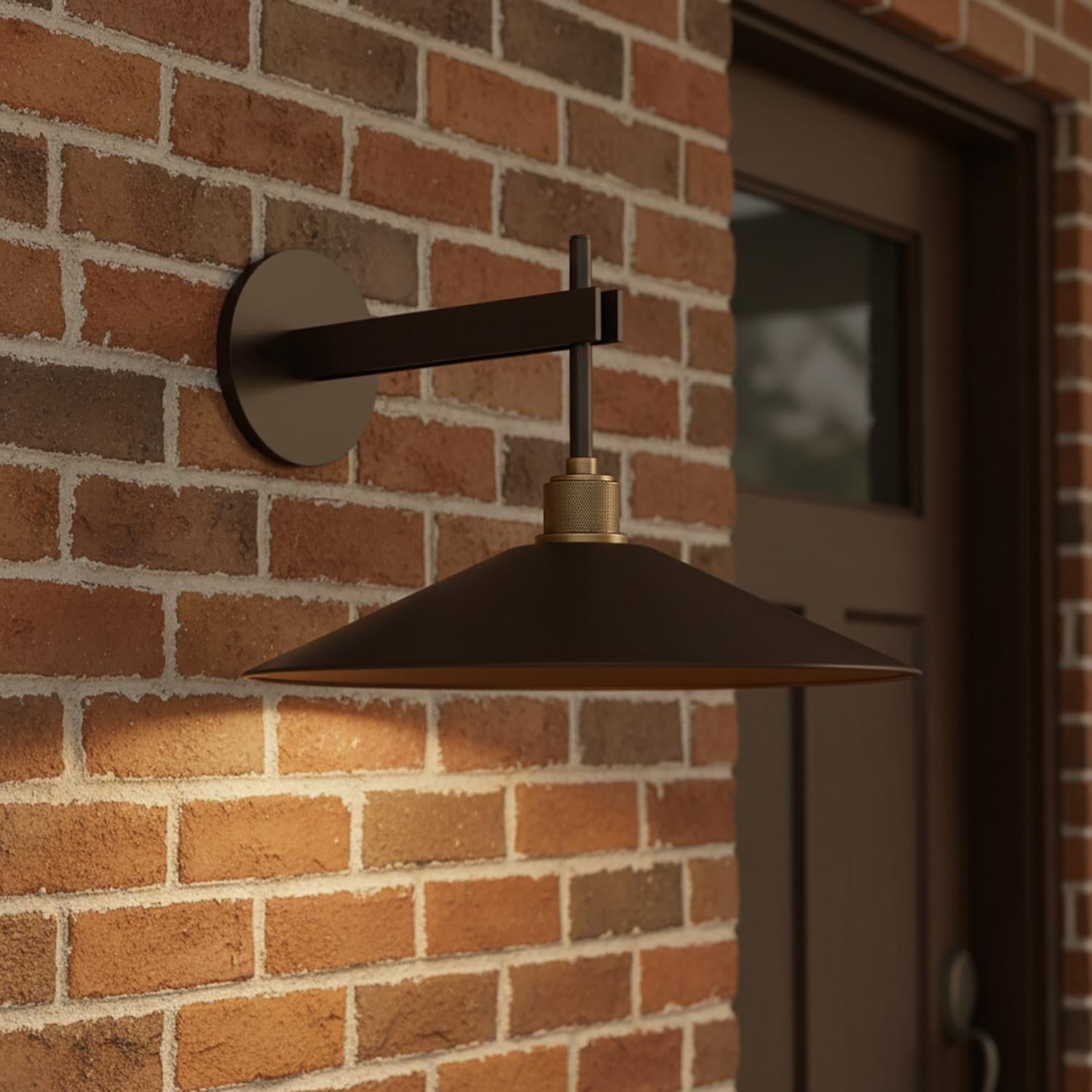 Emeri LED Outdoor Wall Light, Medium Bronze with Vintage Brass