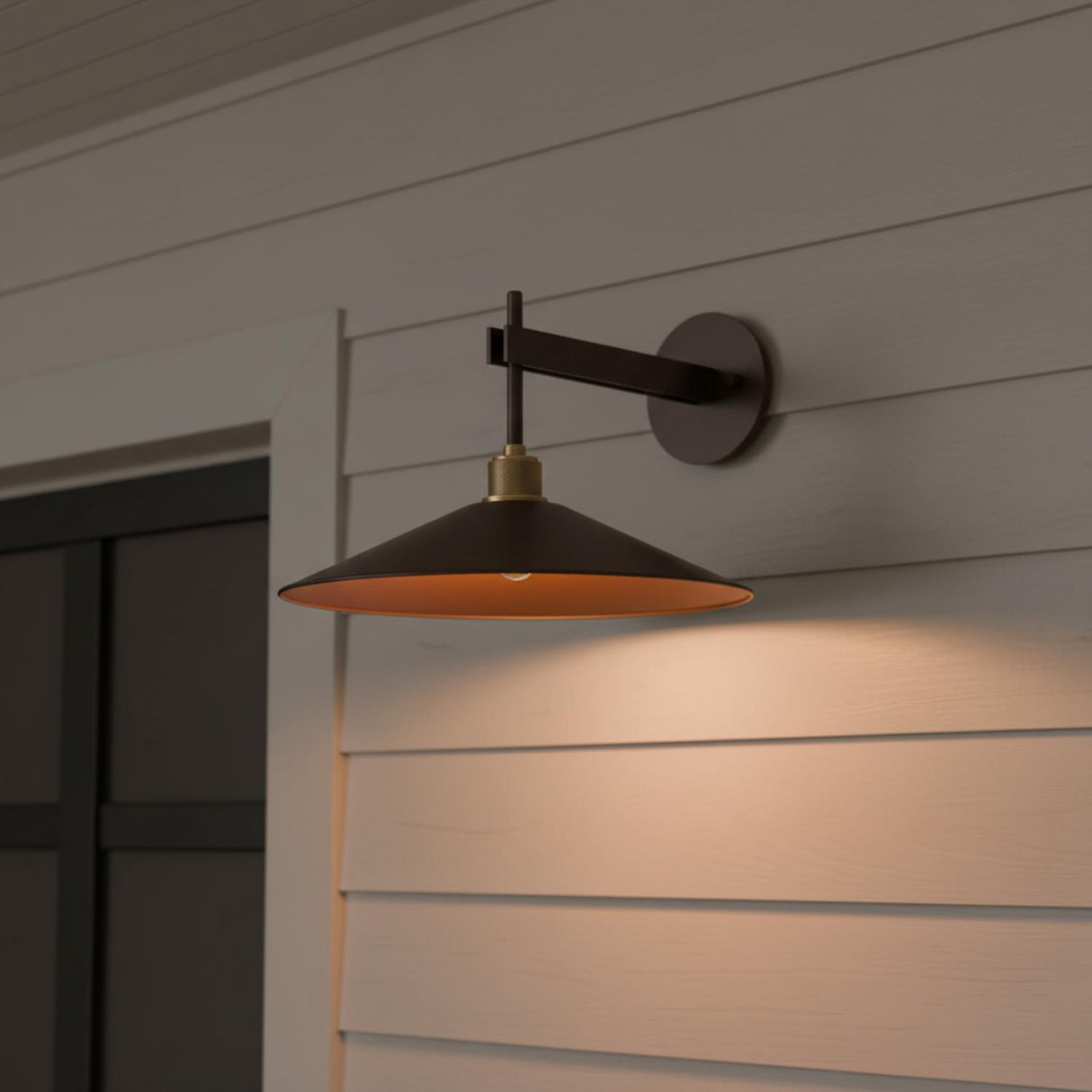 Emeri LED Outdoor Wall Light, Medium Bronze with Vintage Brass Accents