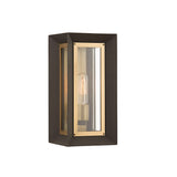 Wesley Outdoor Wall Light, Small 14" Bronze with Vintage Brass Accents