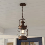 Edgar Outdoor Hanging Light, Bronze for Farmhouse home with White Siding