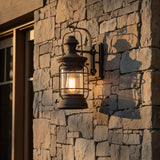 Edgar Outdoor Wall Light, Small 16" Bronze for Farmhouse home with Stone