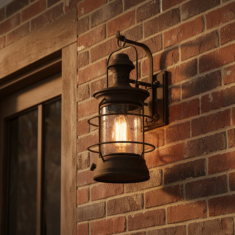 Edgar Outdoor Wall Light, Medium 18" Bronze for Farmhouse home with Brown Brick