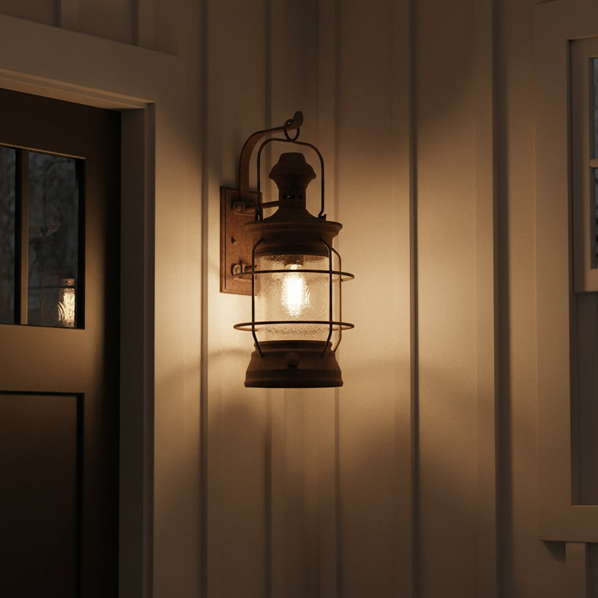 Edgar Outdoor Wall Light, Large 22" Bronze for Farmhouse home with White Board and Batten