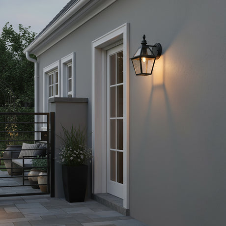 Ashford Outdoor Wall Light, Extra Small 13" Black for Transitional home with Gray Siding