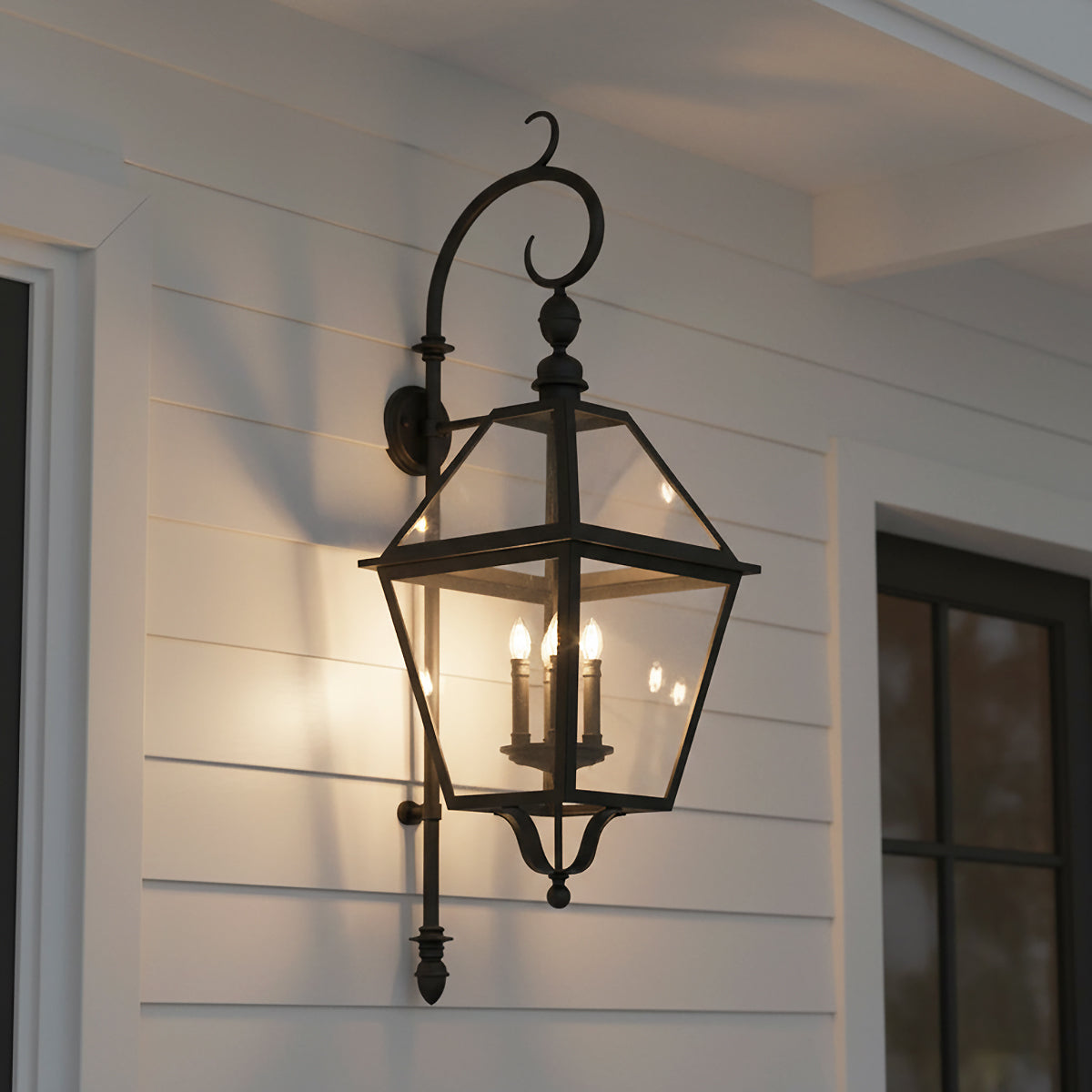 Ashford Outdoor Wall Light, Extra Large 56" Black for Modern Farmhouse home with White Siding