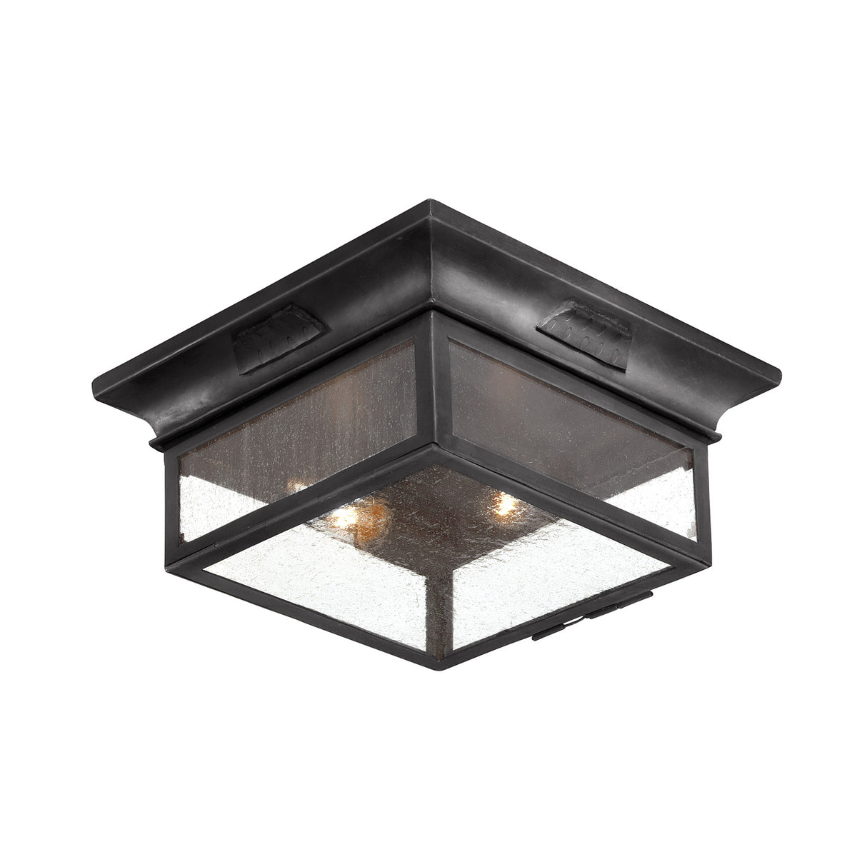 Bedford Outdoor Flush Mount, Antique Black Iron