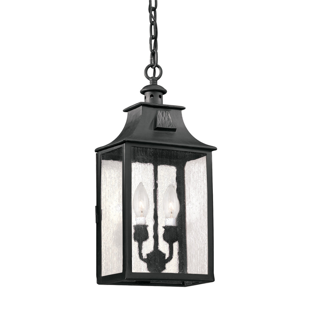 Bedford Outdoor Hanging Light, Antique Black Iron