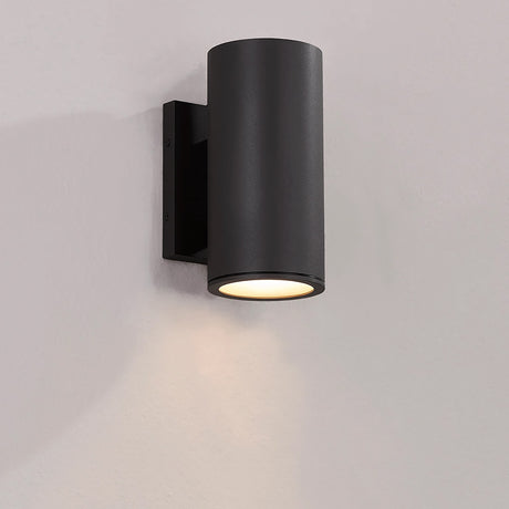 Beck Outdoor Cylinder Wall Light, 9" Black