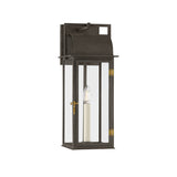 Monroe Outdoor Wall Light, Medium 19" Forged Iron with Vintage Brass Accents