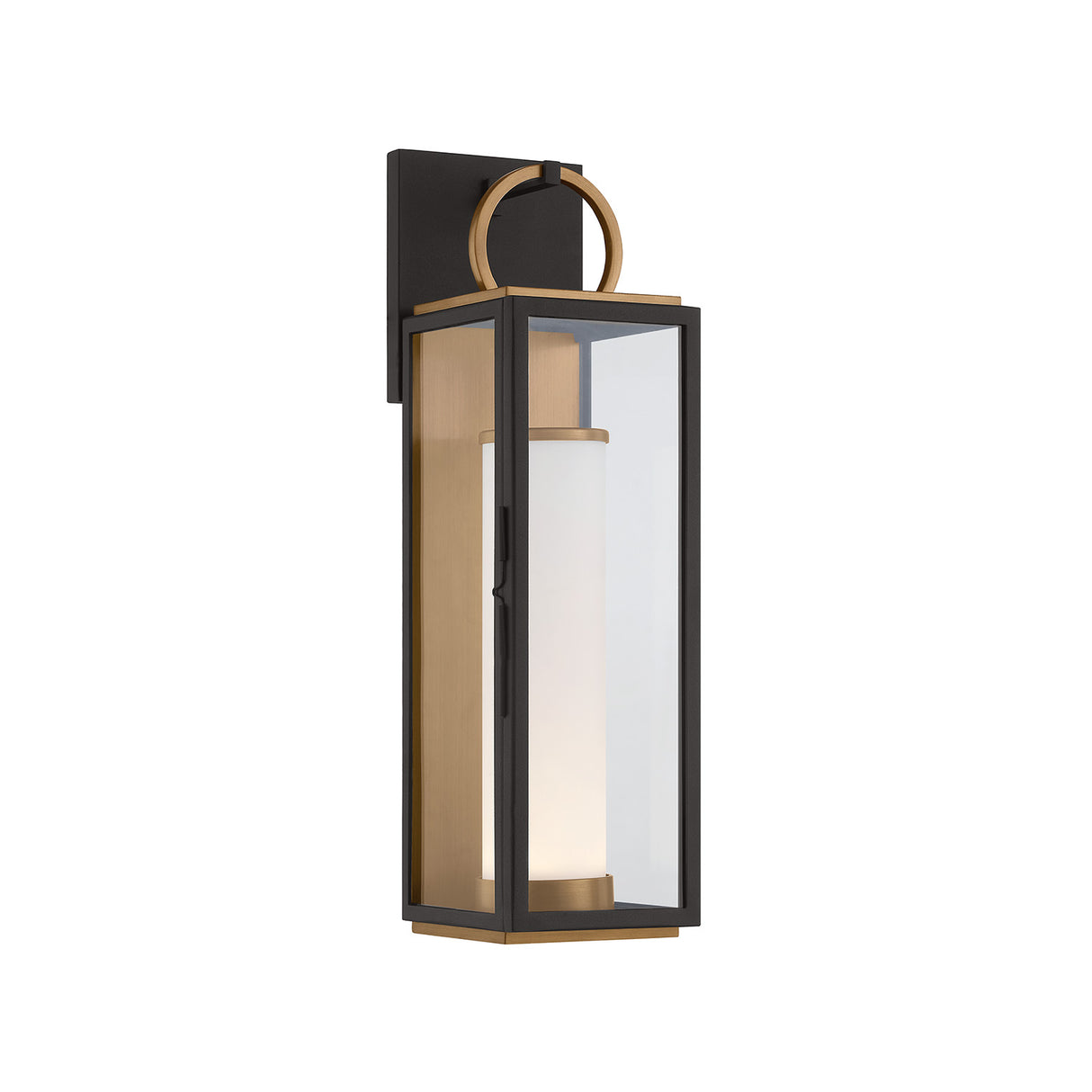 Waverly LED Outdoor Wall Light, Small 18" Black with Vintage Brass Accents