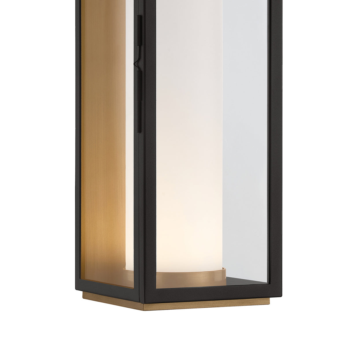 Waverly LED Outdoor Wall Light, Medium 23" Black with Vintage Brass Accents