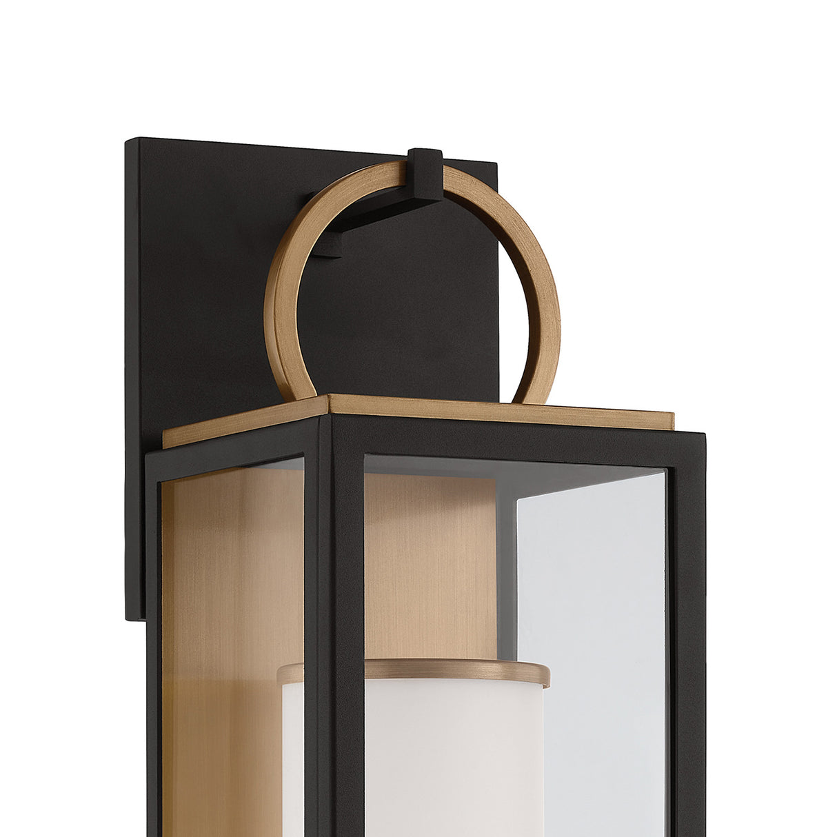 Waverly LED Outdoor Wall Light, Medium 23" Black with Vintage Brass Accents