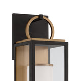 Waverly LED Outdoor Wall Light, Medium 23" Black with Vintage Brass Accents
