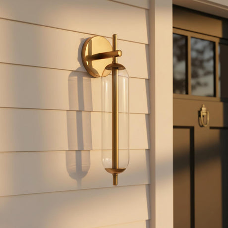 Marcy LED Outdoor Wall Light, 17" Vintage Brass