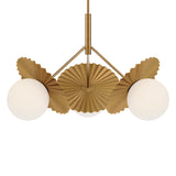 Lydia 3 Light Pendant 34", Brushed Brass and Opal Glass