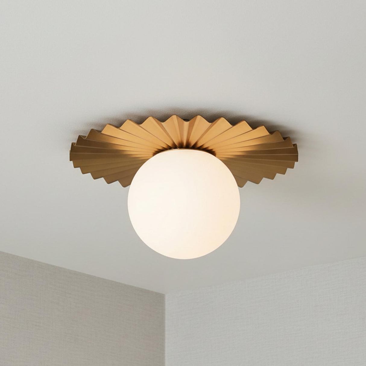 Lydia Small Flush Mount 12", Brushed Brass and Opal Glass