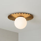 Lydia Small Flush Mount 12", Brushed Brass and Opal Glass