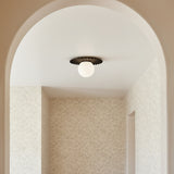 Lydia Flush Mount 12" for Modern home with Warm Beige Wallpaper