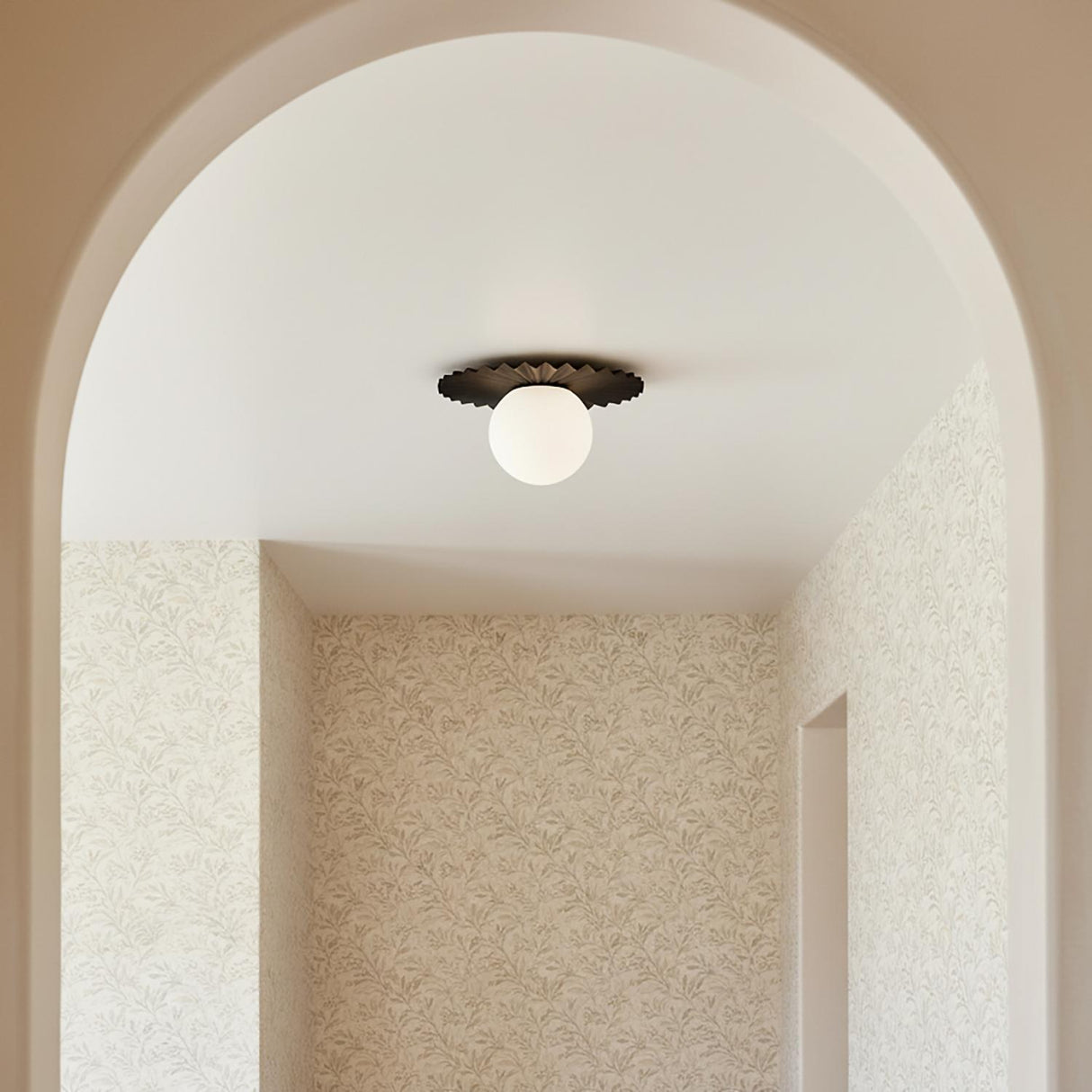 Lydia Small Flush Mount 12", Black and Opal Glass