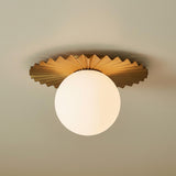 Lydia Medium Flush Mount 14", Brushed Brass and Opal Glass